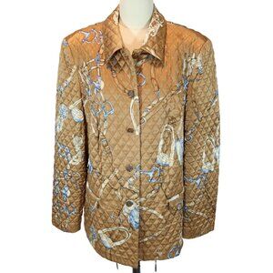 Basler Equestrian Stylish Brown Quilted Jacket with Blue Accents